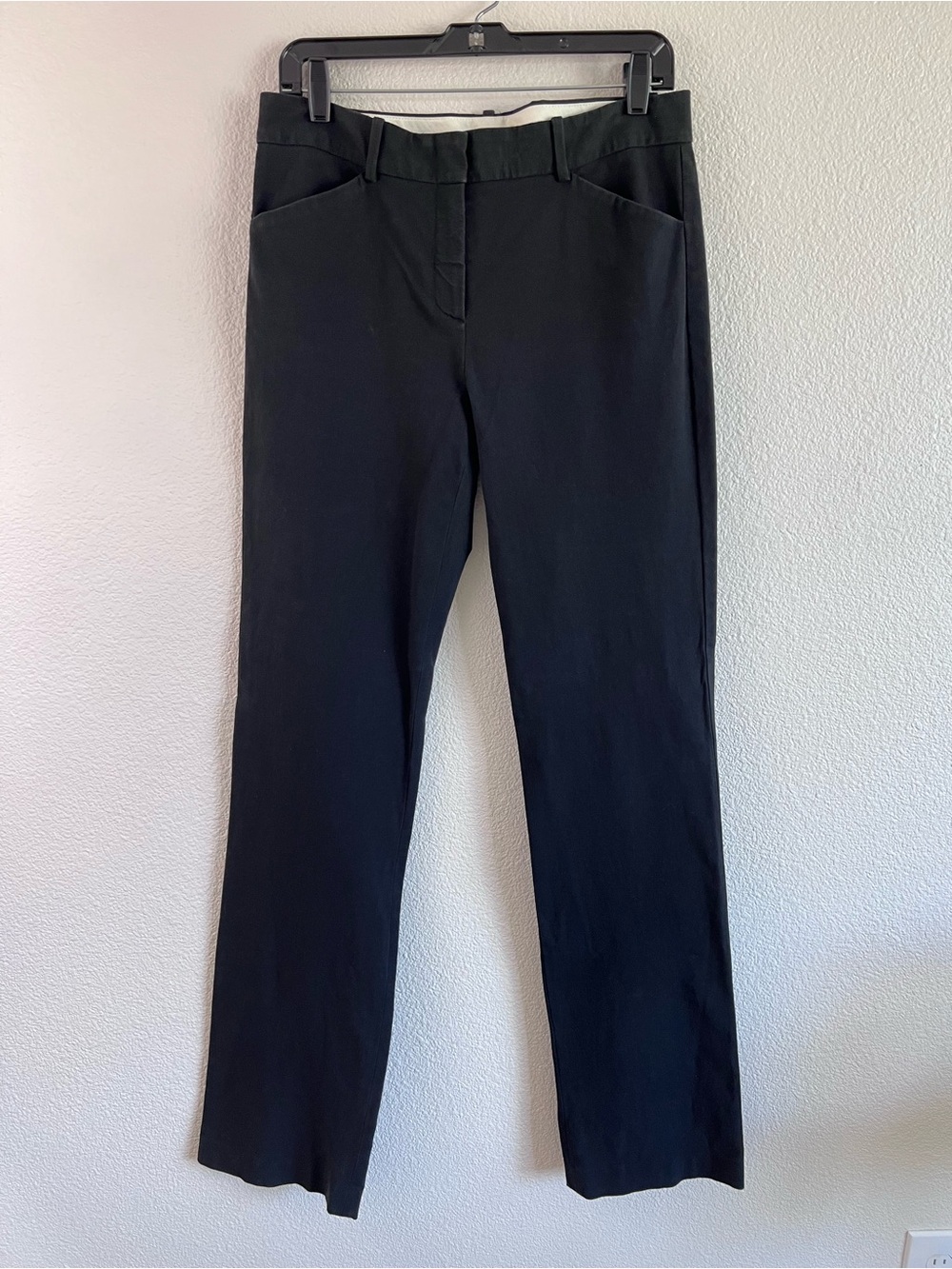 Theory Mid Rise Straight Leg Tailored Pants Cotton Black 10